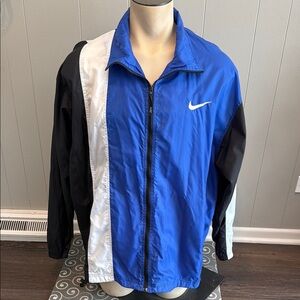 Nike Men's Blue White and Black Windbreaker Zip Up Jacket